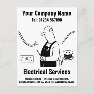 Cartão Postal Serviços Elétricos Cartoon para Personalizar