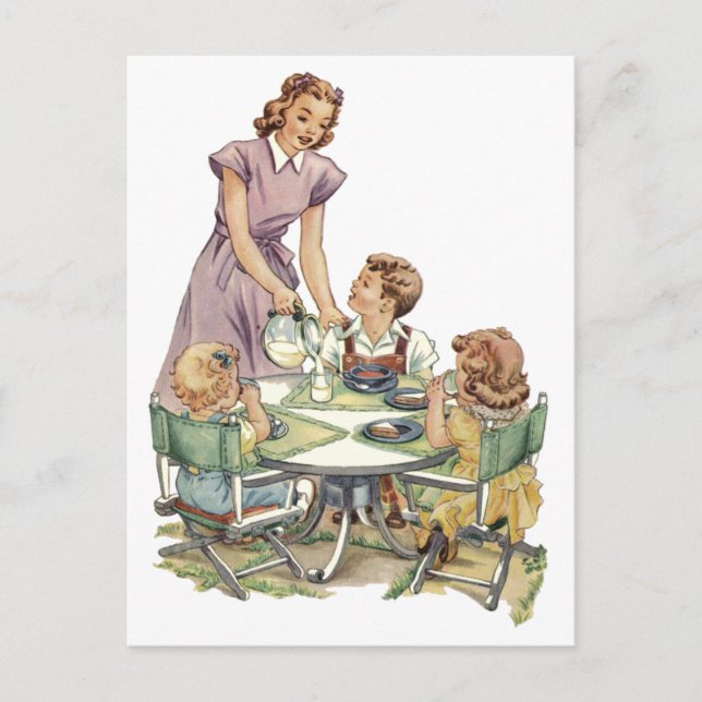 Cartão Postal Serving Lunch (Frente)