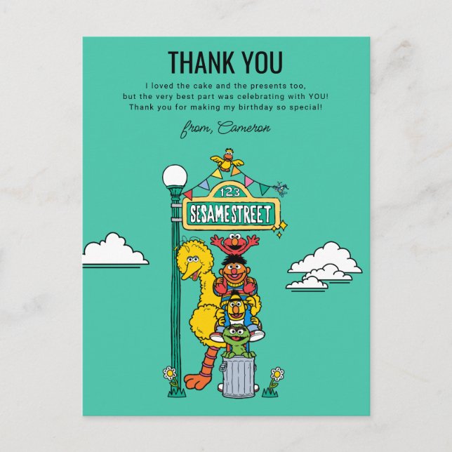 Cartão Postal Sesame Street Characters & Street Sign Thank You P (Frente)