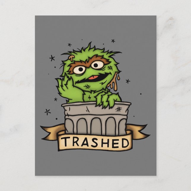 Cartão Postal Sesame Street | Oscar the Grouch Destruído (Frente)