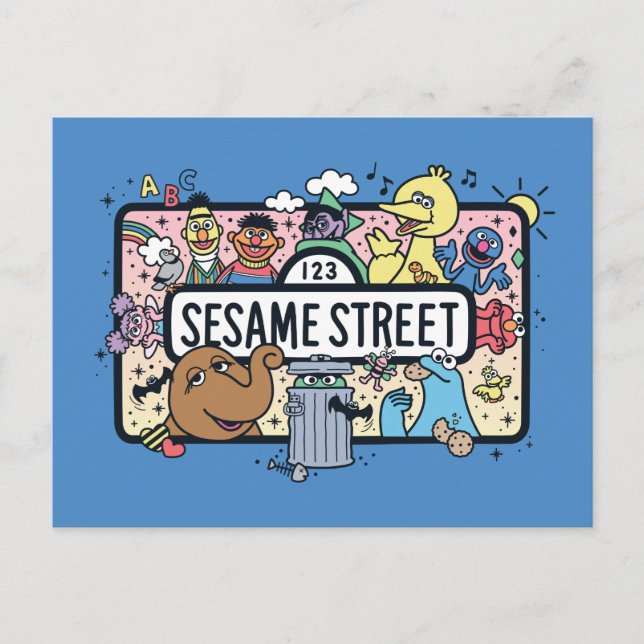 Cartão Postal Sésamo Sésamo | Sésamo Pals Doodle Sign (Frente)