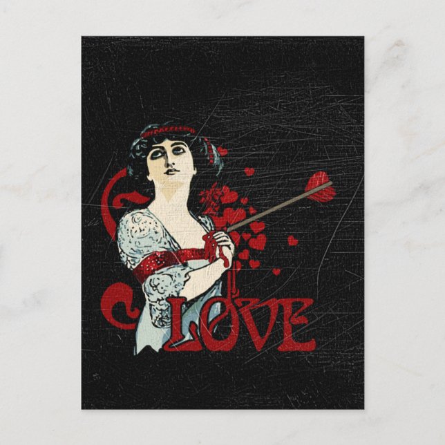 Cartão Postal Seta de Amor no Coração (Frente)