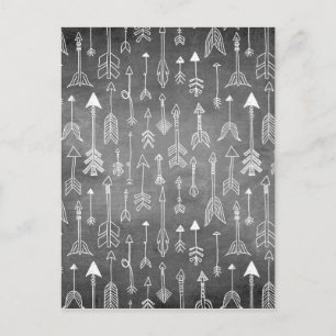 Cartão Postal Seta do quadro chalkboard (preto)