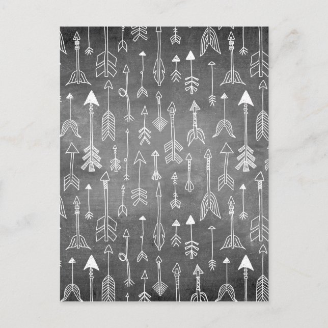 Cartão Postal Seta do quadro chalkboard (preto) (Frente)