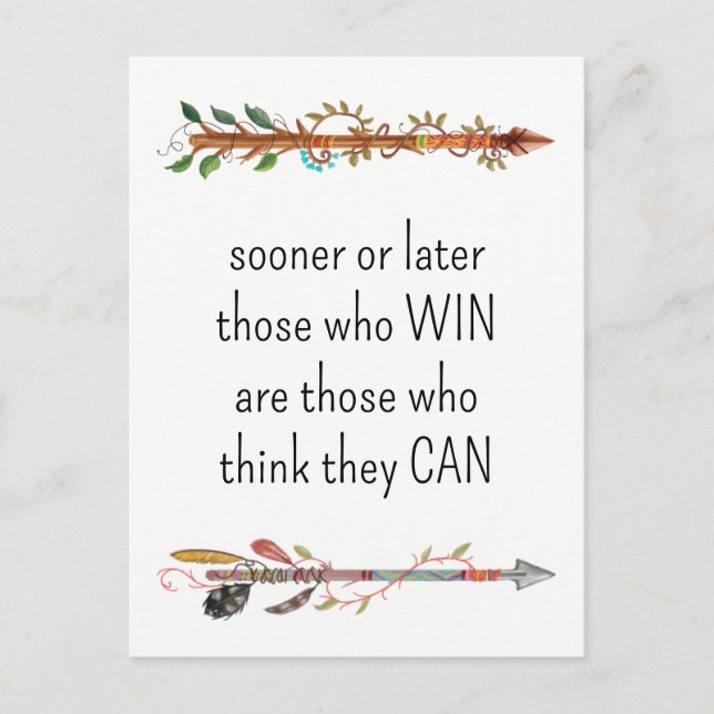 Cartão Postal Seta e Penas de Boho de Aquarela (Frente)