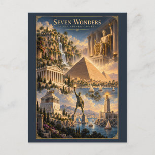 Cartão Postal Sete Maravilhas do Mundo Arte Histórica
