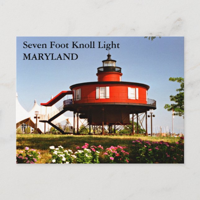 Cartão Postal Sete Pés Knoll Light, Cartão-postal de Maryland (Frente)
