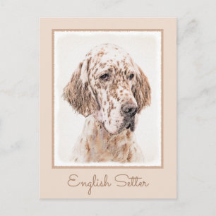 Cartão Postal Setter Inglês Laranja Belton Pintando Arte Cão