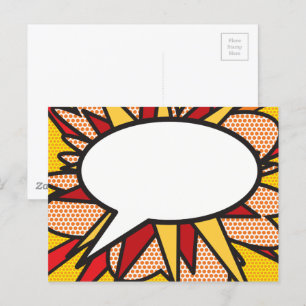 Cartão Postal Seu Balão de Fala de Mensagem Diversão Retro Quadr