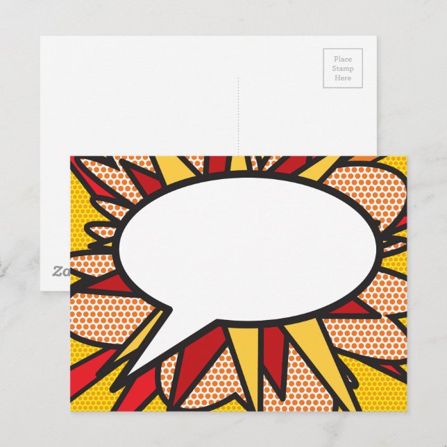 Cartão Postal Seu balão de fala divertido retrô de história em q (Frente/Verso)