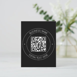 Cartão Postal Seu código QR e texto editável Preto e branco