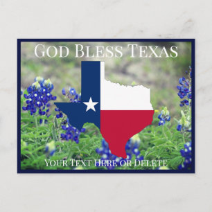 Cartão Postal Seu Deus do Texto/Cor Bendize Bandeira do Texas & 