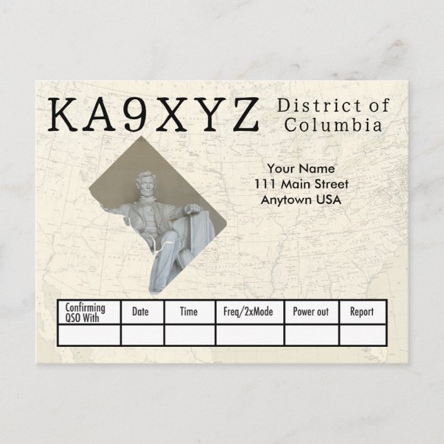 Cartão Postal Seu distrito fotográfico de Columbia Cutout Person (Frente)