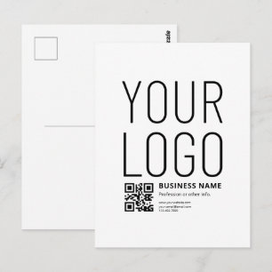 Cartão Postal Seu logotipo c/ código QR e texto editáveis