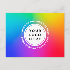 Cartão Postal Seu Logotipo e Texto Arco-íris Personalizado Obrig