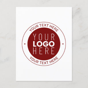 Cartão Postal Seu logotipo e texto personalizável   Vermelho Esc
