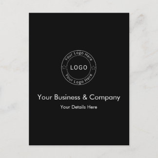 Cartão Postal Seu logotipo empresarial em preto personalizado