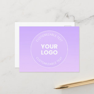 Cartão Postal Seu Logotipo Gradiente Sutil Ombre Lavanda