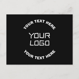 Cartão Postal Seu logotipo ou imagem e texto editável Preto e