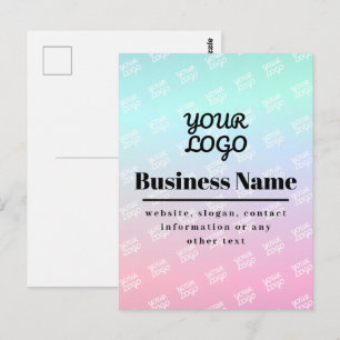 Cartão Postal Seu logotipo + padrão de logotipo e ombre colorido