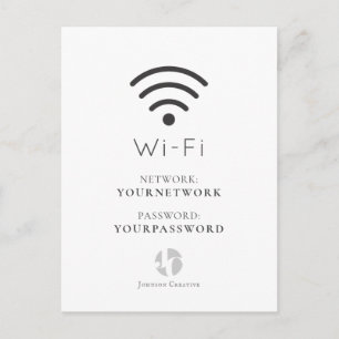 Cartão Postal Seu Logotipo - Sinal branco mínimo Wi-Fi