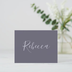 Cartão Postal Seu Nome Elegante Roteiro Lavanda em Roxo Turvo