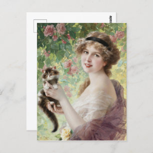 Cartão Postal Seu pequeno Kitten por Emile Vernon
