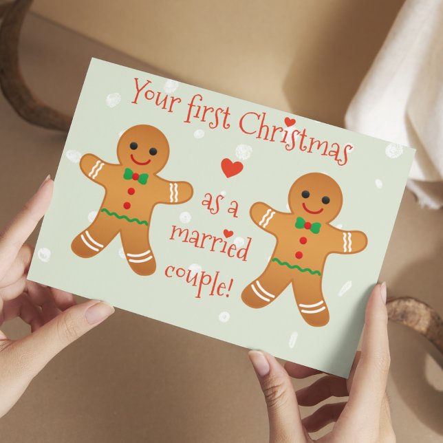 Cartão Postal Seu Primeiro Natal Casado - Homens Gingerpão (Criador carregado)