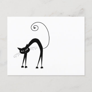 Cartão Postal Seu Texto - Caractere de Gato Preto - Pose 2