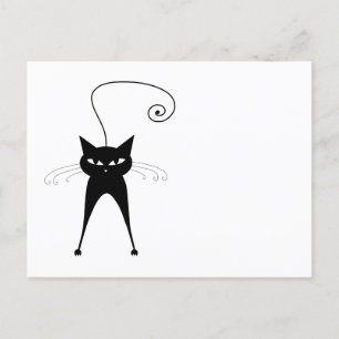 Cartão Postal Seu Texto - Caractere de Gato Preto - Pose 5
