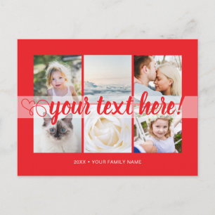 Cartão Postal Seu texto personalizado colagem de 6 fotos univers