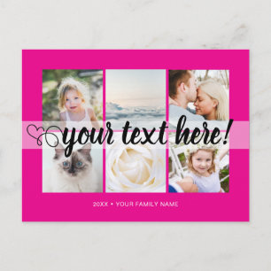 Cartão Postal Seu texto personalizado colagem de 6 fotos univers