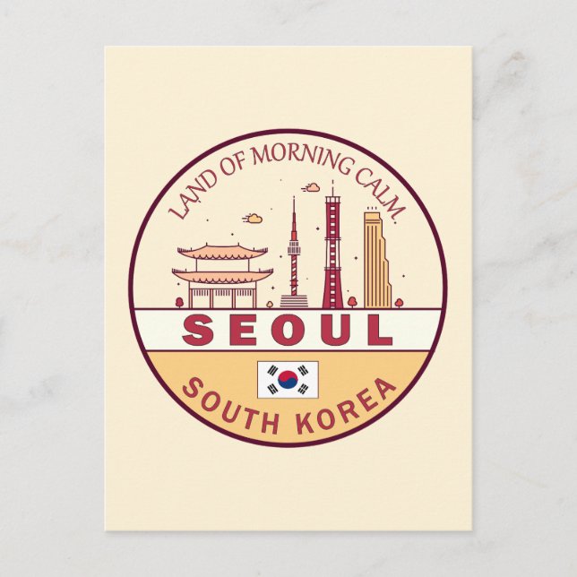 Cartão Postal Seul, cidade da Coreia do Sul - Skyline Emblem (Frente)