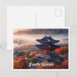 Cartão Postal Seul Coreia do Sul Arte Ilustração de Viagem Vinta