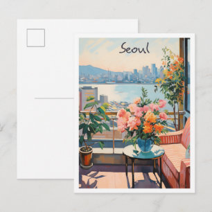 Cartão Postal Seul Coreia do Sul Arte Viagem
