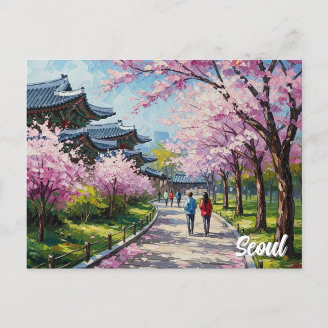 Cartão Postal Seul Coreia do Sul - Cherry Blossoms (Frente)