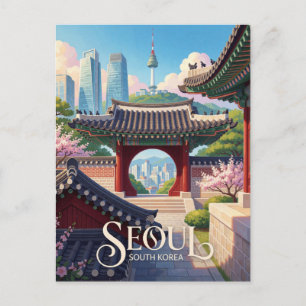 Cartão Postal Seul Coreia do Sul Cidade Tradicional Moderna Viag