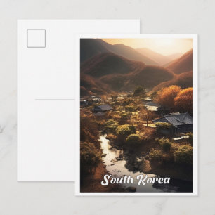 Cartão Postal Seul Coreia do Sul Ilustração de viagem da naturez