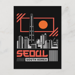 Cartão Postal Seul Coreia do Sul Moderno Horizonte Viagem Design