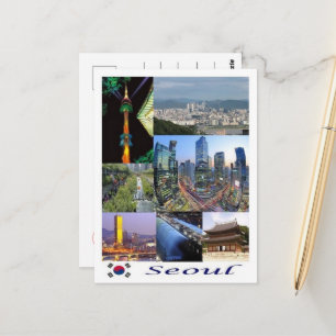Cartão Postal Seul - Coreia do Sul - Mosaico -