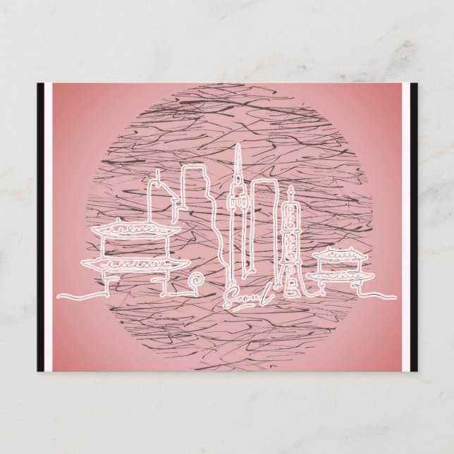 Cartão Postal Seul Coreia do Sul - Pink City Skyline Viagem (Frente)