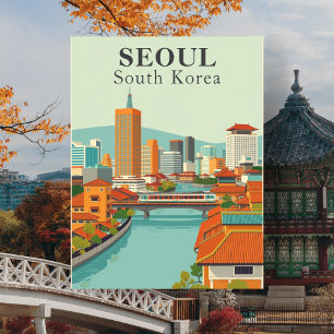 Cartão Postal Seul Coreia do Sul Viagem Retro de Meados do Sécul