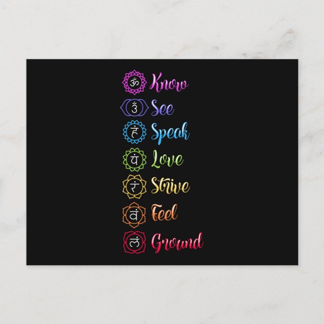 Cartão Postal Seven Chakra Om Yoga (Frente)