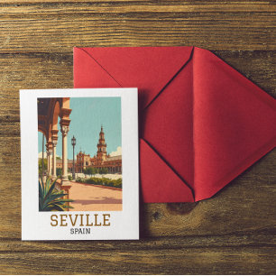 Cartão Postal Sevilha Retro Espanha Andaluzia Arquitetura