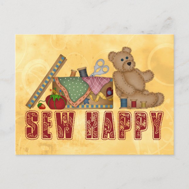 Cartão Postal Sew Happy (Frente)