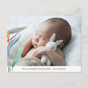 Cartão Postal Sexo Neutro da Flor Tropical Anúncio do Bebê P