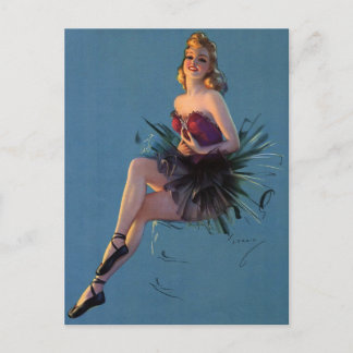 Cartão Postal Sexy Ballerina Dancer Vintage Pin Up Girl