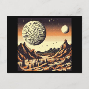 Cartão Postal SF Mars Landscape Woodcut 1