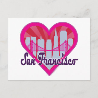 Cartão Postal SF Skyline Sunburst Heart