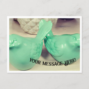 Cartão Postal Shabby Bonito Green Birds tuita IRL